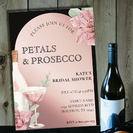 Petals & Prosecco Black & Rose Gold Brautparty Einladung