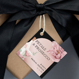 Petals & Prosecco Black & Rose Gold Brautparty Geschenkanhänger