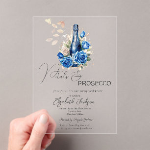 Petals & Prosecco Blaue Rosen Champagner Acryleinladungen