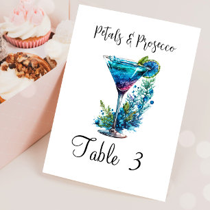 Petals & Prosecco Blue Brautparty Party Tischnummer