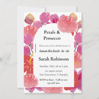 Petals & Prosecco Blumenstrauch Summer Brautparty Einladung