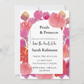 Petals & Prosecco Blumenstrauch Summer Brautparty Einladung