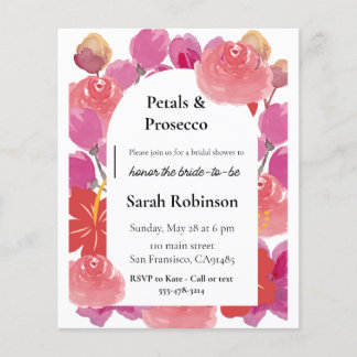 Petals & Prosecco Blumenstrauch Summer Brautparty Flyer