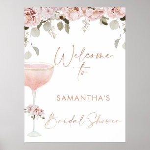 Petals Prosecco Blush Brautparty Willkommen Poster