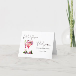 Petals & Prosecco Blush Pink Brautparty Dankeskarte