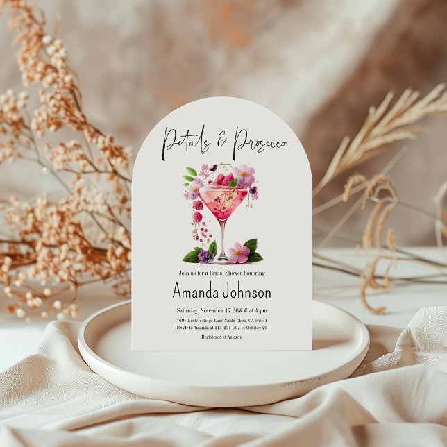 Petals Prosecco Blush Pink Brautparty Einladung (Von Creator hochgeladen)