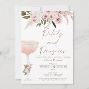Petals Prosecco Boho Blush Brautparty Einladung