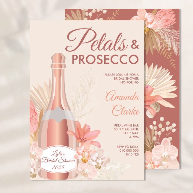 Petals & Prosecco Boho Bridal Dusche Einladung (Von Creator hochgeladen)