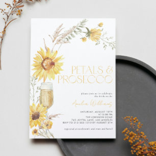 Petals & Prosecco Boho Sunflower Bridal Shower Einladung