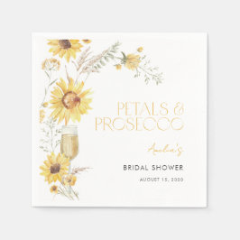 Petals & Prosecco Boho Sunflower Bridal Shower Serviette