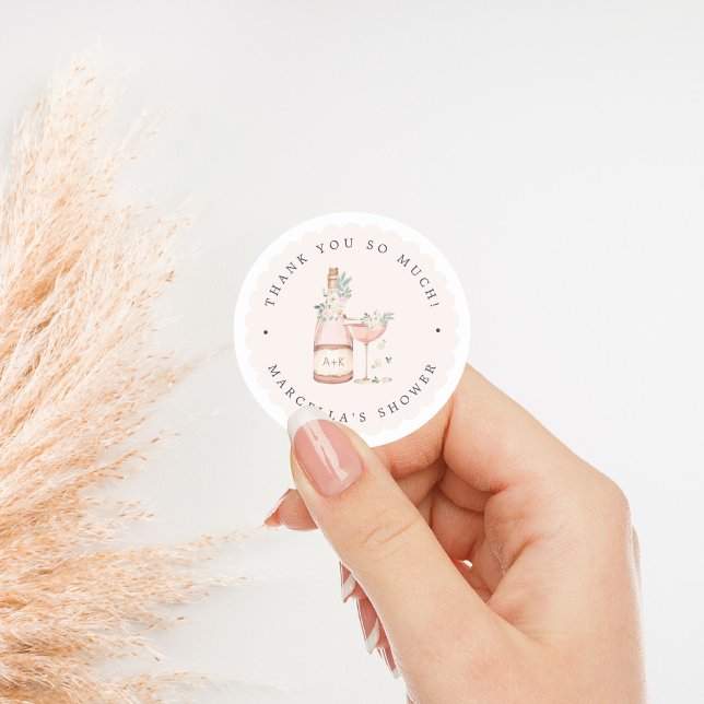 Petals & Prosecco Brautparty Bachelorette Runder Aufkleber (Von Creator hochgeladen)