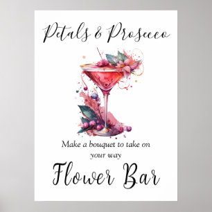 Petals & Prosecco Brautparty Blume Bar Poster