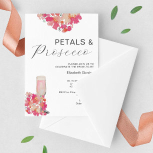 Petals & Prosecco Brautparty Blumenrosa Chic Einladung