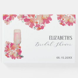 Petals & Prosecco Brautparty Blumenrosa Gästebuch