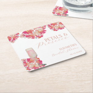 Petals & Prosecco Brautparty Blumenrosa Rechteckiger Pappuntersetzer