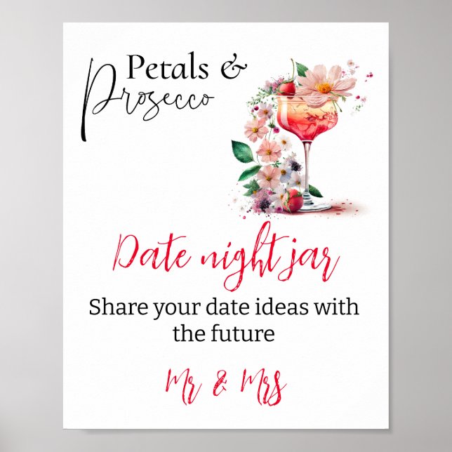 Petals Prosecco Brautparty Brunch Datum Poster (Vorne)