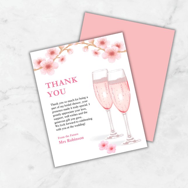 Petals & Prosecco Brautparty Danke Karte (Budget Petals & Prosecco Bridal Shower Thank You Card  )