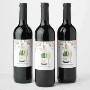 Petals & Prosecco Brautparty Geschenketiketten Weinetikett