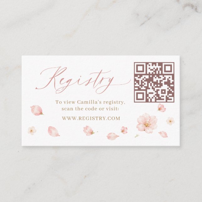Petals & Prosecco Brautparty-Geschenkliste Begleitkarte (Vorderseite)
