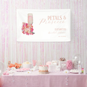 Petals & Prosecco Brautparty-Hintergrund Pink Banner