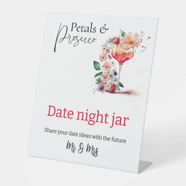 Petals Prosecco Brautparty Sockelschild (Vorderseite)