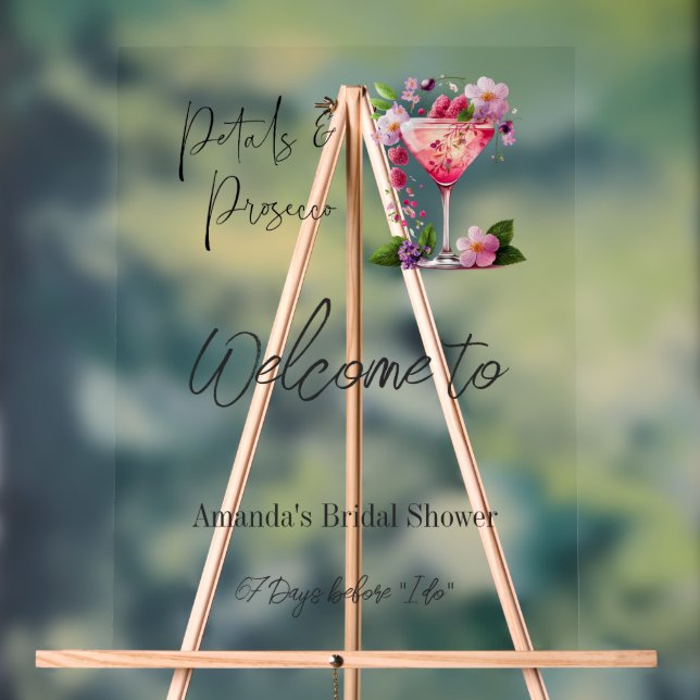 Petals & Prosecco Brautparty Willkommen Acrylschild (Neutral)