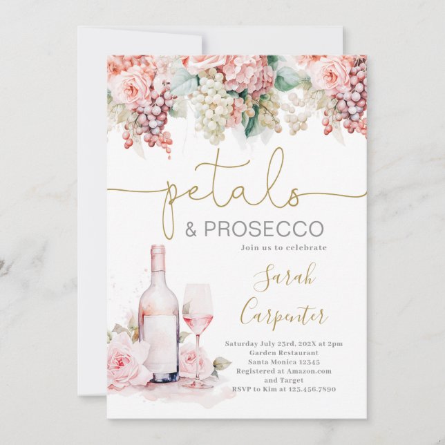 Petals Prosecco Bridal Dusche Einladung (Vorderseite)