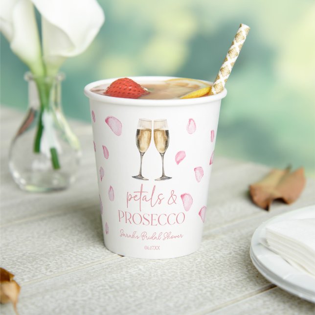 Petals & Prosecco Champagne Brautparty Pappbecher (In Situ)