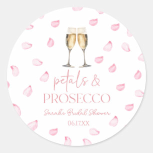 Petals & Prosecco Champagne Brautparty Runder Aufkleber