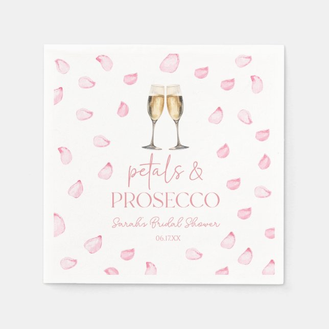 Petals & Prosecco Champagne Brautparty Serviette (Vorderseite)