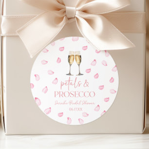 Petals & Prosecco Champagner-Junggesellinnenabschi Runder Aufkleber