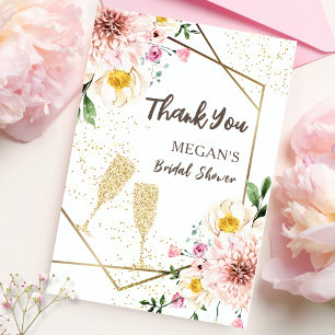 Petals & Prosecco Dankeskarten für die Brautpart Dankeskarte