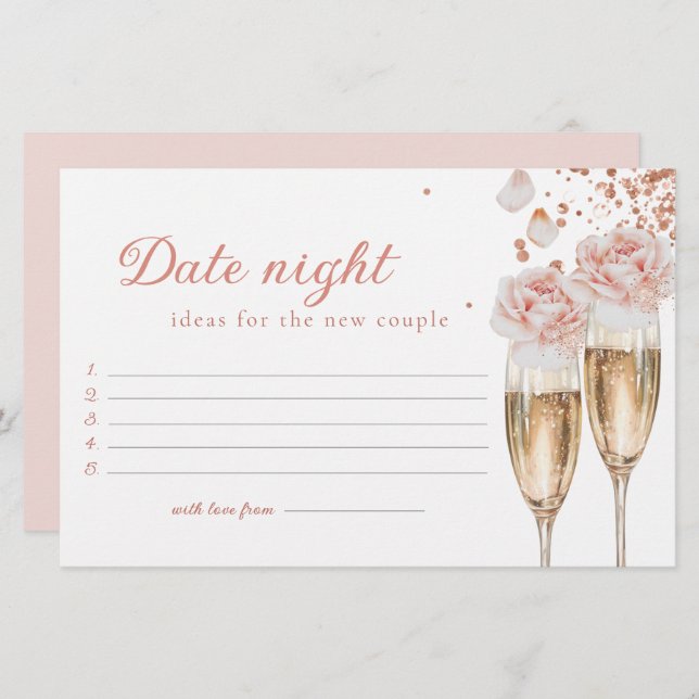Petals & Prosecco Date Night Game Brautparty Briefpapier (Vorne/Hinten)