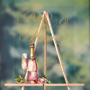 Petals & Prosecco Elegante Hochzeitsdusche Willkom Acrylschild