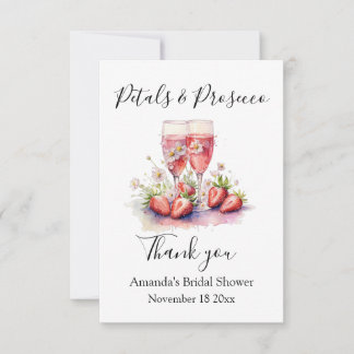 Petals & Prosecco Erdbeer-Blumen-Braut-Shower Dankeskarte