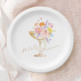 Petals & Prosecco Floral Bridal Shower Paper Plate Pappteller