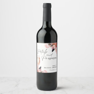 Petals & Prosecco Florale Brautparty Weinetikett