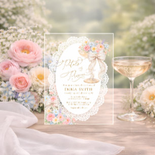 Petals & Prosecco Floraler Garten Brautparty Acryleinladungen