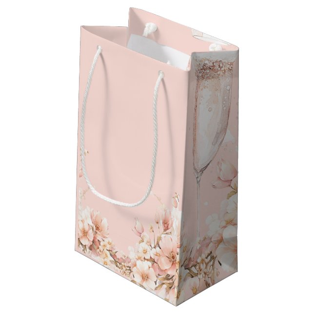 Petals & Prosecco Geschenktasche Kleine Geschenktüte (Rückseite Schrägansicht)