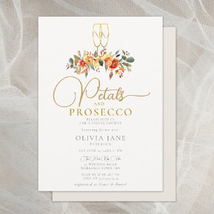 Petals Prosecco Herbstgoldene Herbst-Brautparty Einladung