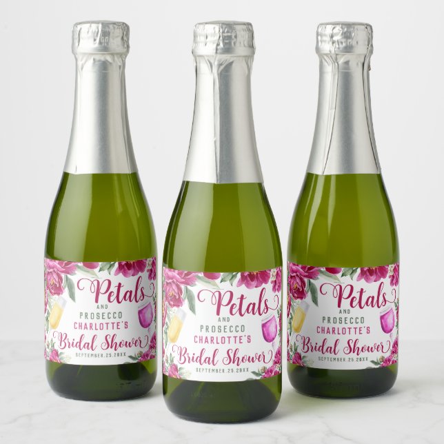 Petals & Prosecco Hot Pink Brautparty (Flaschen)