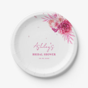Petals & Prosecco Hot Pink Brautparty Pappteller