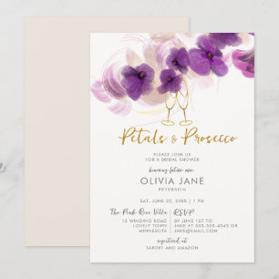 Petals Prosecco Lila Orchid Bubbly Brautparty Einladung