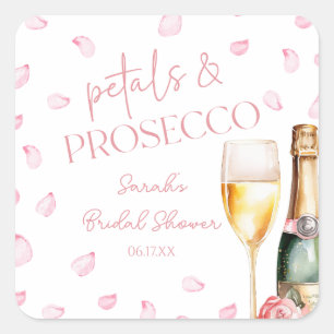 Petals & Prosecco Mimosa Champagne Brautparty Quadratischer Aufkleber