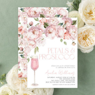 Petals & Prosecco Modernes rosafarbenes Brautparty Einladung