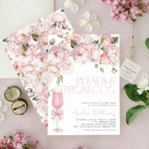 Petals & Prosecco Pink Bow Brautparty Einladung