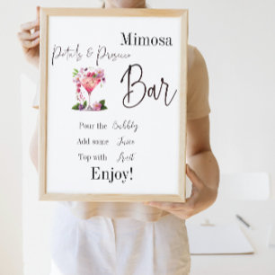 Petals & Prosecco Pink Brautparty Mimosa Bar Poster