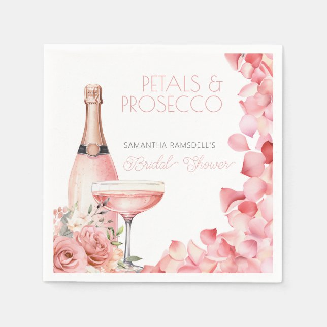 Petals & Prosecco Pink Brautparty Paper Napkin Serviette (Vorderseite)