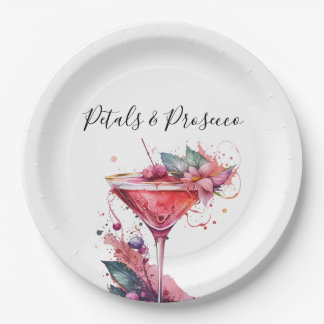 Petals & Prosecco Pink Brautparty Pappteller