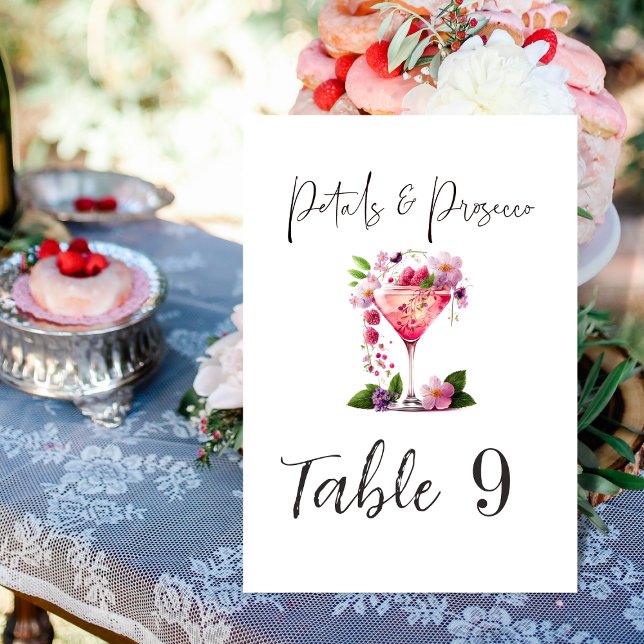 Petals & Prosecco Pink Brautparty Party Tischnummer (Von Creator hochgeladen)